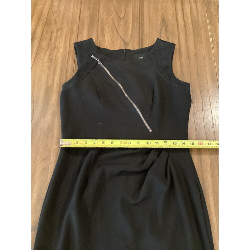 CENIA Zipper detail Sleeveless Sheath Knee Length classic little black Dress 6 - Picture 5 of 9